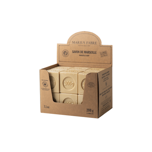 Marius Fabre Kraft Cardboard Display for White Marseille Soap 200g - Nature