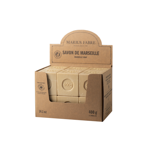 Marius Fabre Kraft Cardboard Display for White Marseille Soap 400g - Nature