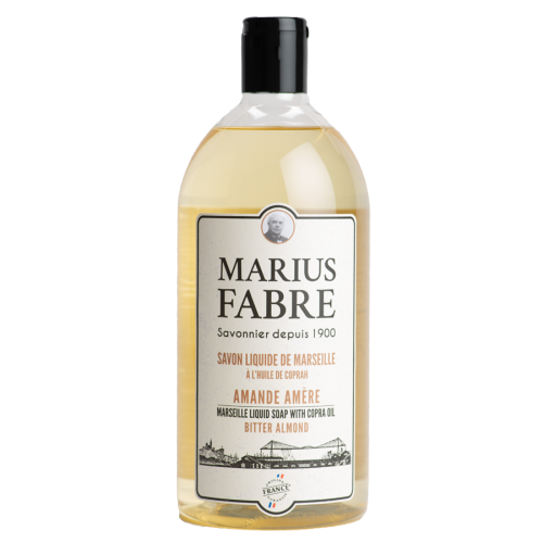 Marius Fabre Liquid Marseille Soap with Copra Oil - Refill 1 Litre - Bitter Almond - 1900 (Pack of 6)