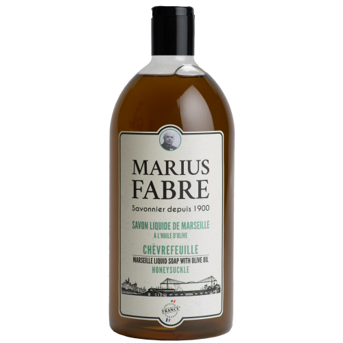 Marius Fabre Liquid Marseille Soap with Olive Oil - Refill 1 Litre - Honeysuckle - 1900 (Pack of 6)