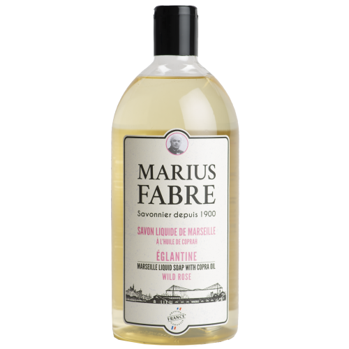 Marius Fabre Liquid Marseille Soap with Copra Oil - Refill 1 Litre - Wild Rose - 1900 (Pack of 6)