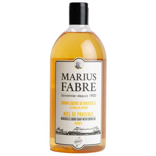 Marius Fabre Liquid Marseille Soap with Copra Oil - Refill 1 Litre - Honey - 1900 (Pack of 6)