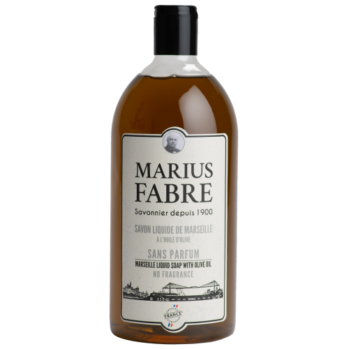 Marius Fabre Liquid Marseille Soap with Olive Oil - Refill 1 Litre - No Fragrance - 1900 (Pack of 6)