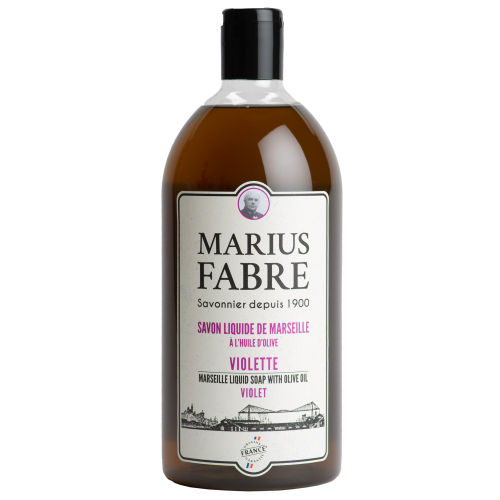 Marius Fabre Liquid Marseille Soap with Olive Oil - Refill 1 Litre - Violet - 1900 (Pack of 6)