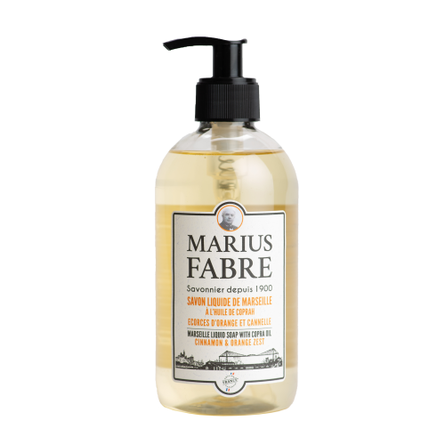 Marius Fabre Liquid Marseille Soap with Copra Oil 400ml - Orange Peel & Cinnamon - 1900 (Pack of 6)