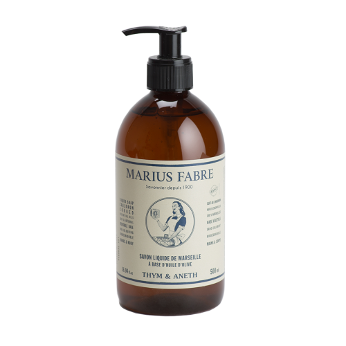 Marius Fabre Liquid Marseille Soap 500ml - Thyme & Dill - Nature (Pack of 6)