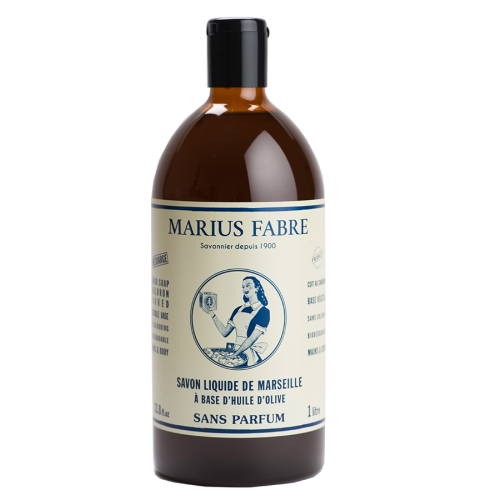 Marius Fabre Liquid Marseille Soap Refill 1 Litre - Fragrance Free - Nature (Pack of 6)