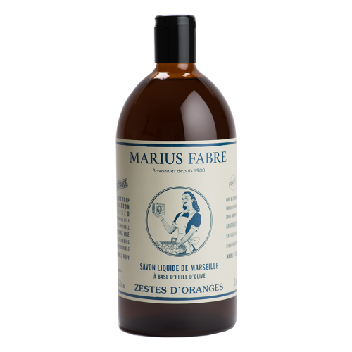 Marius Fabre Liquid Marseille Soap Refill 1 Litre - Orange Zest - Nature (Pack of 6)