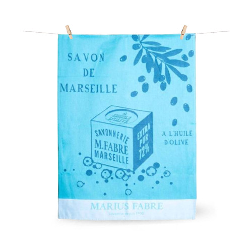 Marius Fabre Dish Towel - Bright Blue Cube - Nature (Pack of 4)