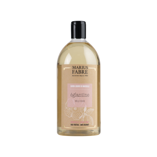 Marius Fabre Liquid Marseille Soap With Copra Oil - 1 Litre Refill - Wild Rose - Bien Etre (Pack of 6)