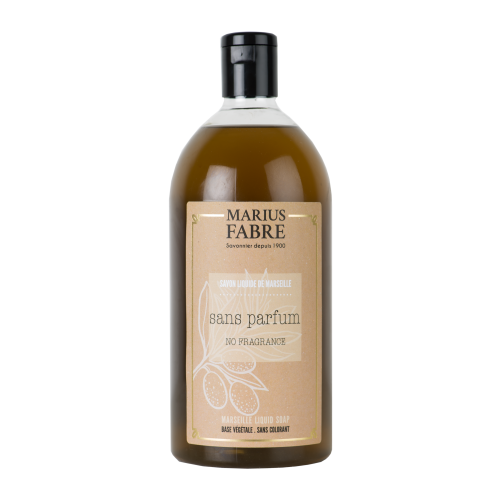 Marius Fabre Liquid Marseille Soap With Olive Oil - 1 Litre Refill - No Fragrance - Bien Etre (Pack of 6)