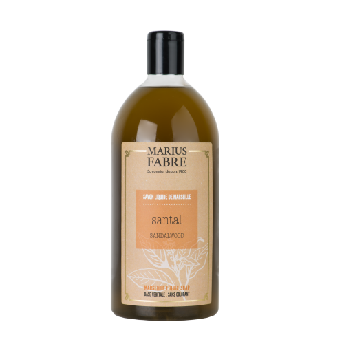 Marius Fabre Liquid Marseille Soap With Olive Oil - 1 Litre Refill - Sandalwood - Bien Etre (Pack of 6)