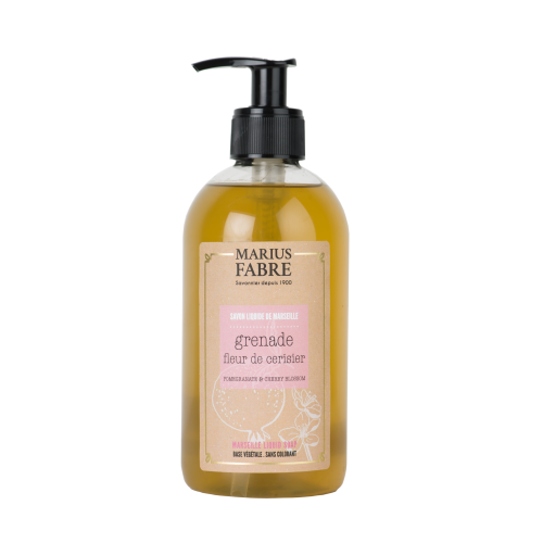 Marius Fabre Liquid Marseille Soap With Copra Oil 400ml - Cherry Blossom & Pomegranate - Bien Etre (Pack of 6)